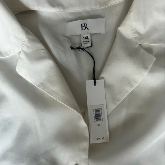 Banana Republic Silk Resort Shirt Cream XXL Women's Button-Up Top - Picture 6 of 7